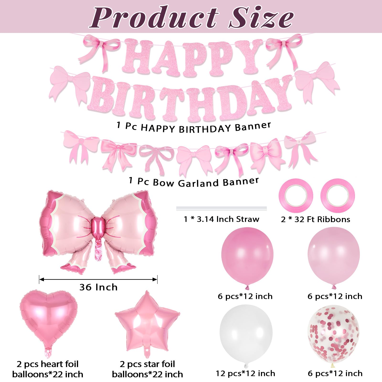 Bow garland banner with pink theme