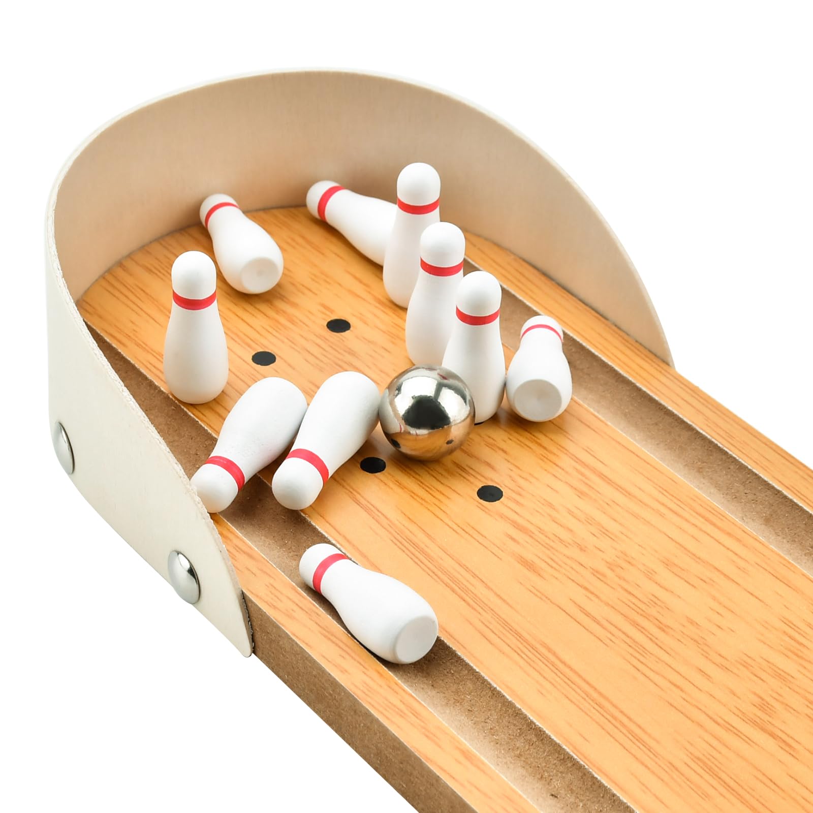 Ten bowling pins for the miniature table game