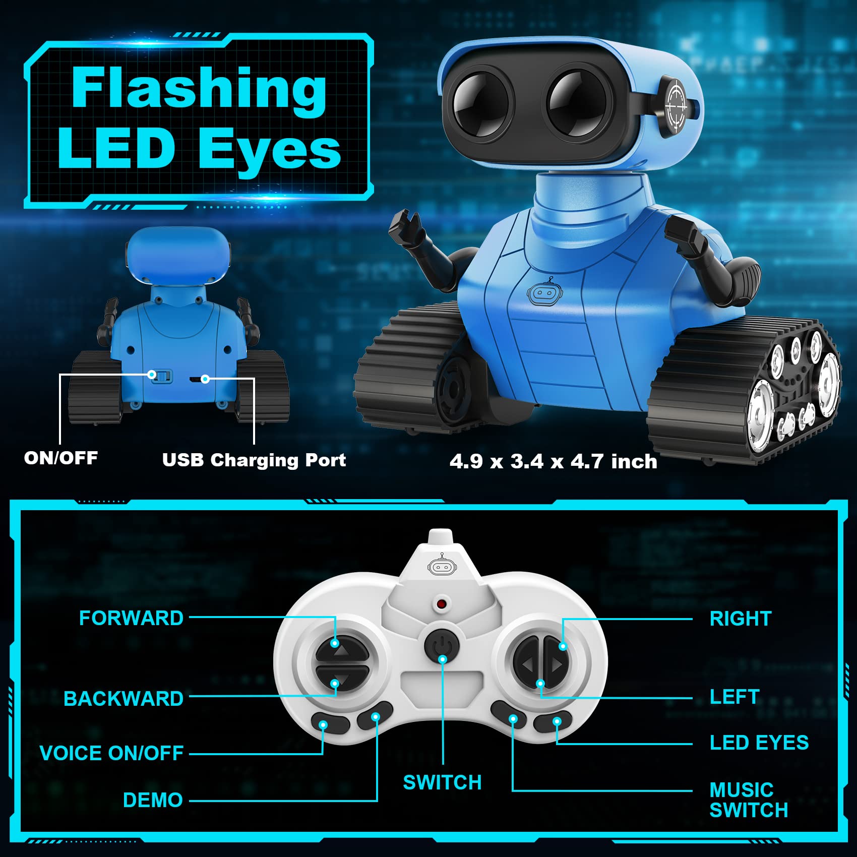 Box contents include remote robot Type C cable screwdriver manual