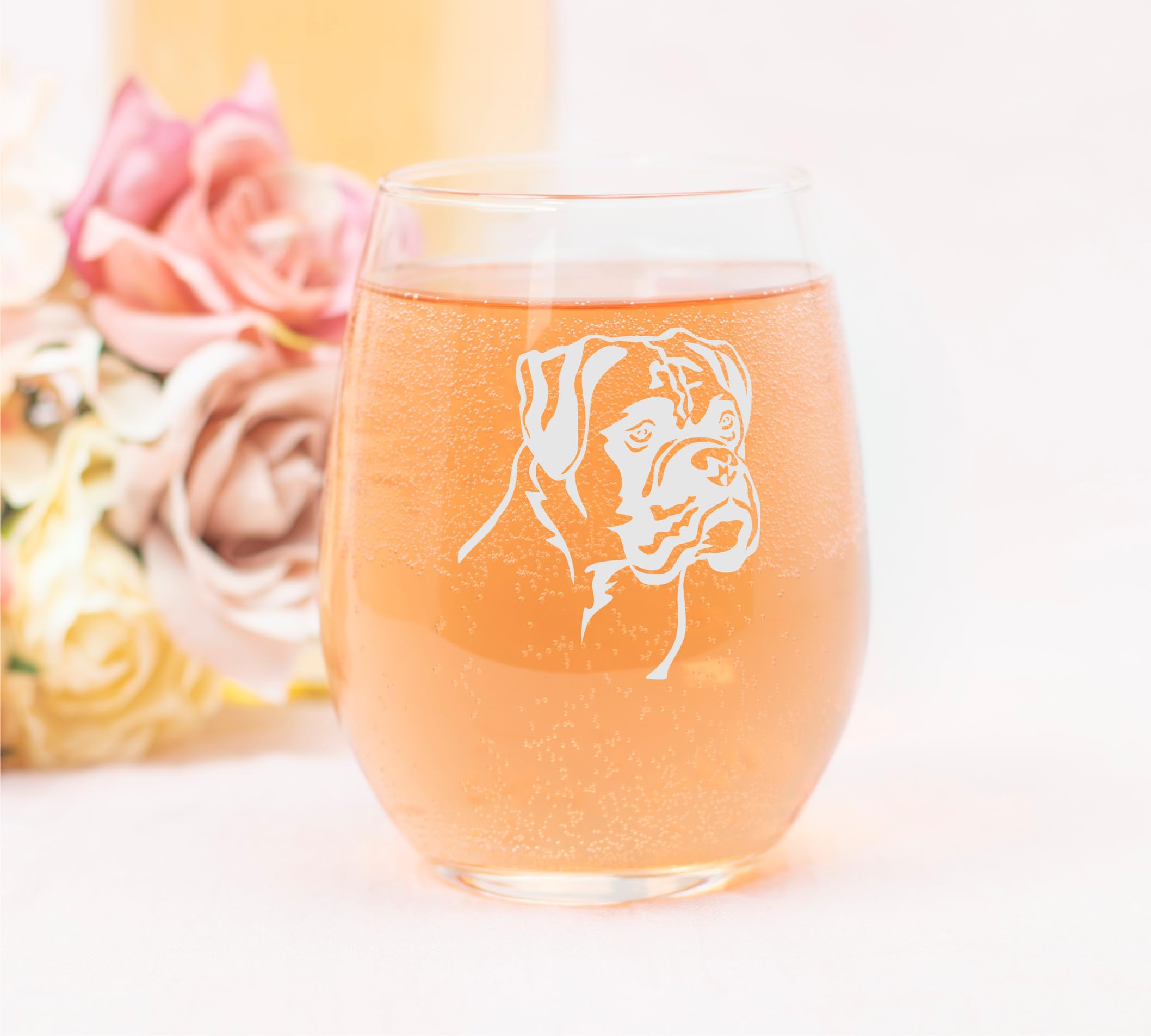 Gift ready Boxer Dog wine glass 17 oz for men and women
