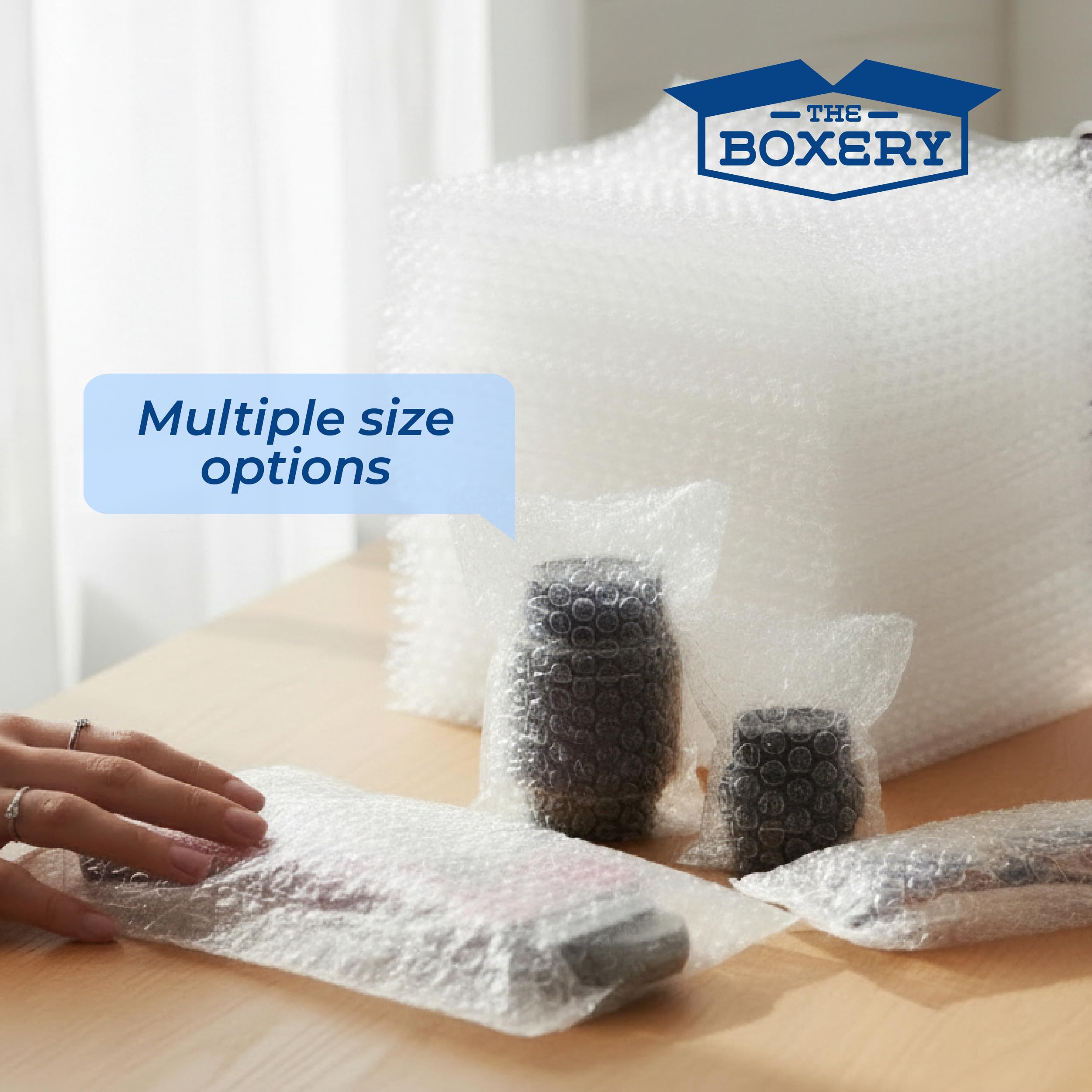 Packaging with bubble out bag pouches ready for fulfillment use