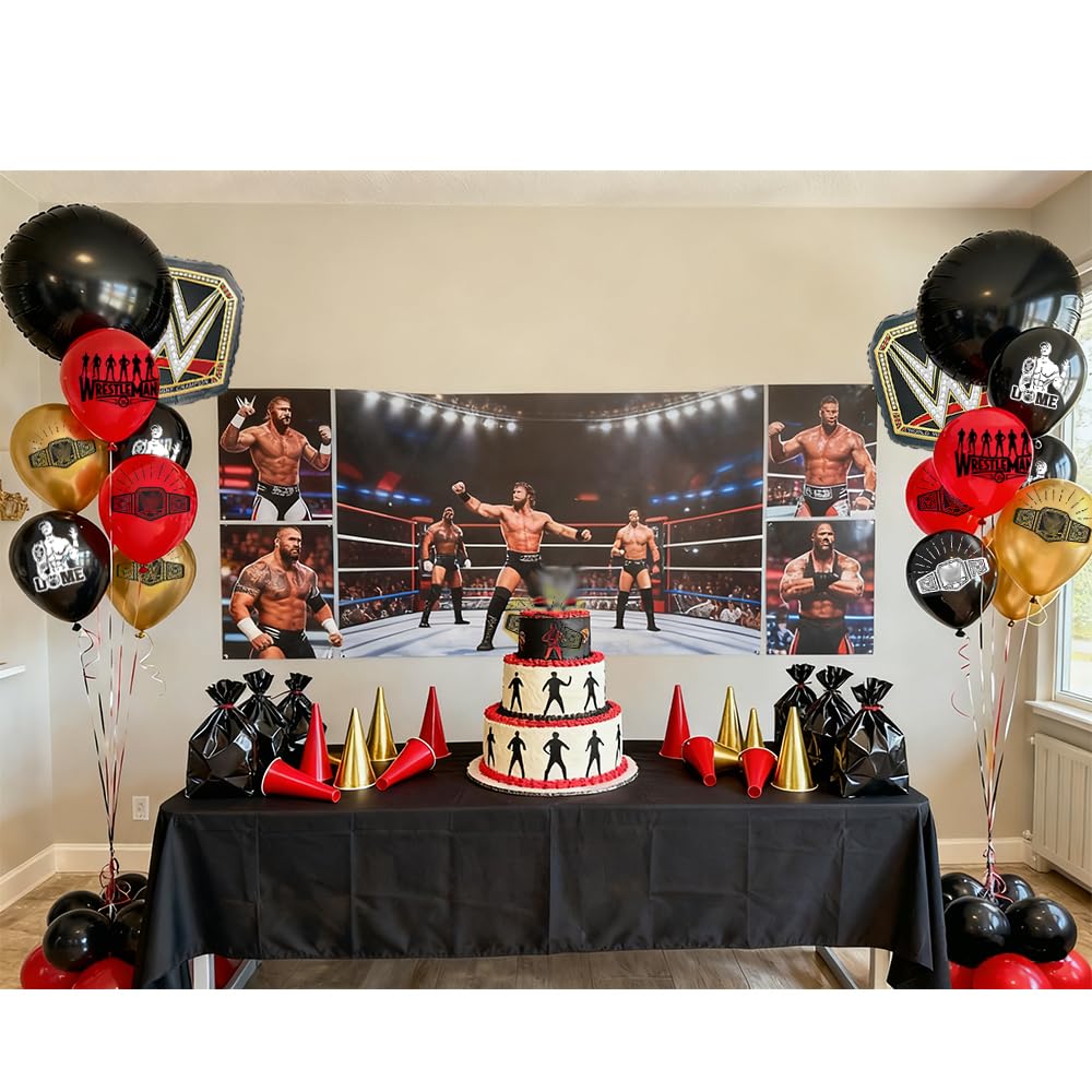 Vivid wrestling party design with vibrant colors