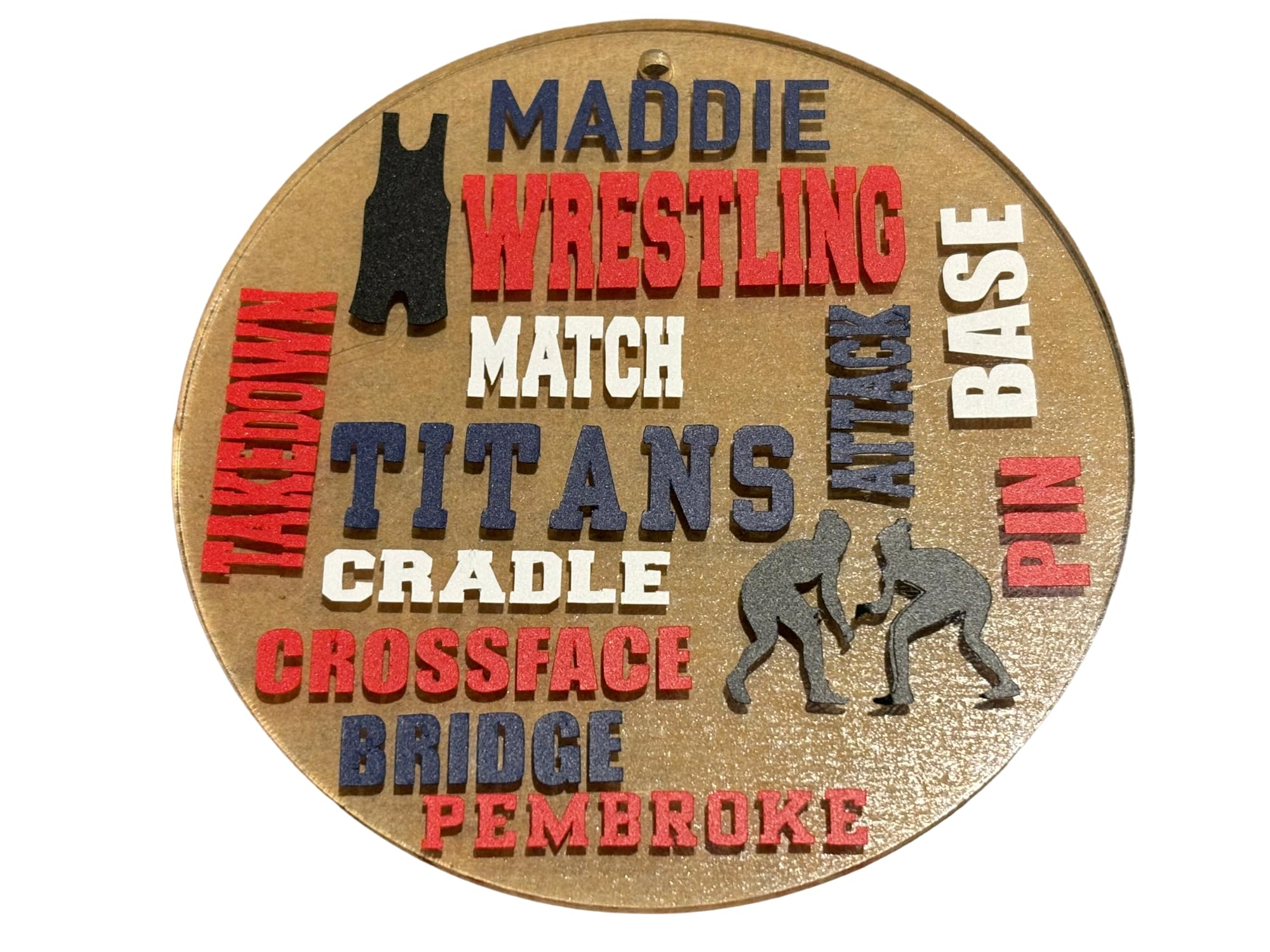 Boys Wresting ornament in clear acrylic 3.5 inch diameter