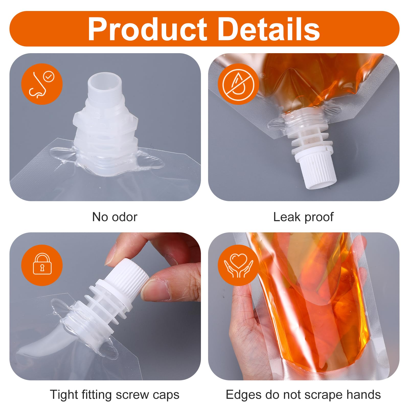 4 x 6.7 inch clear BPA-free drink pouches