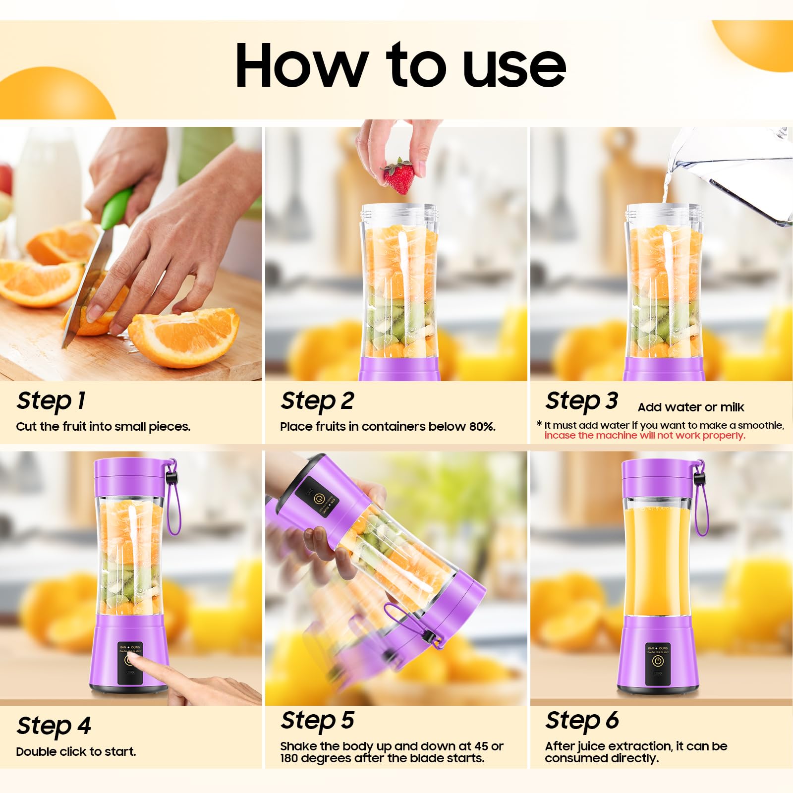 Easy disassembly and rinse for quick cleaning of the blender