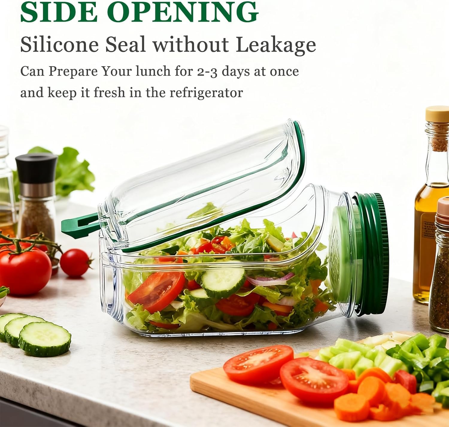bpa-free plastic meal prep jar with clear body