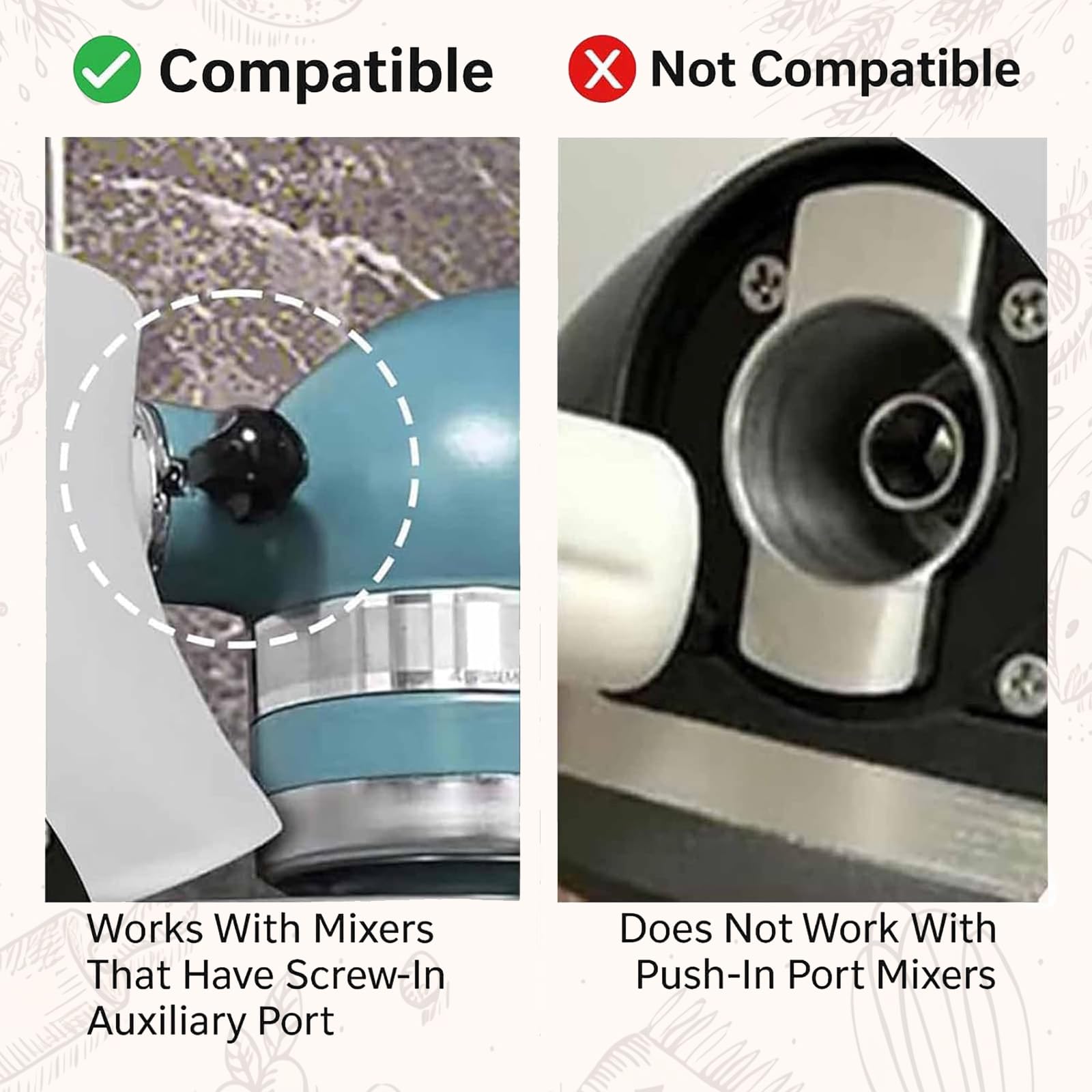 Funnel designed for dry and wet ingredients compatible with Kitchen Aid