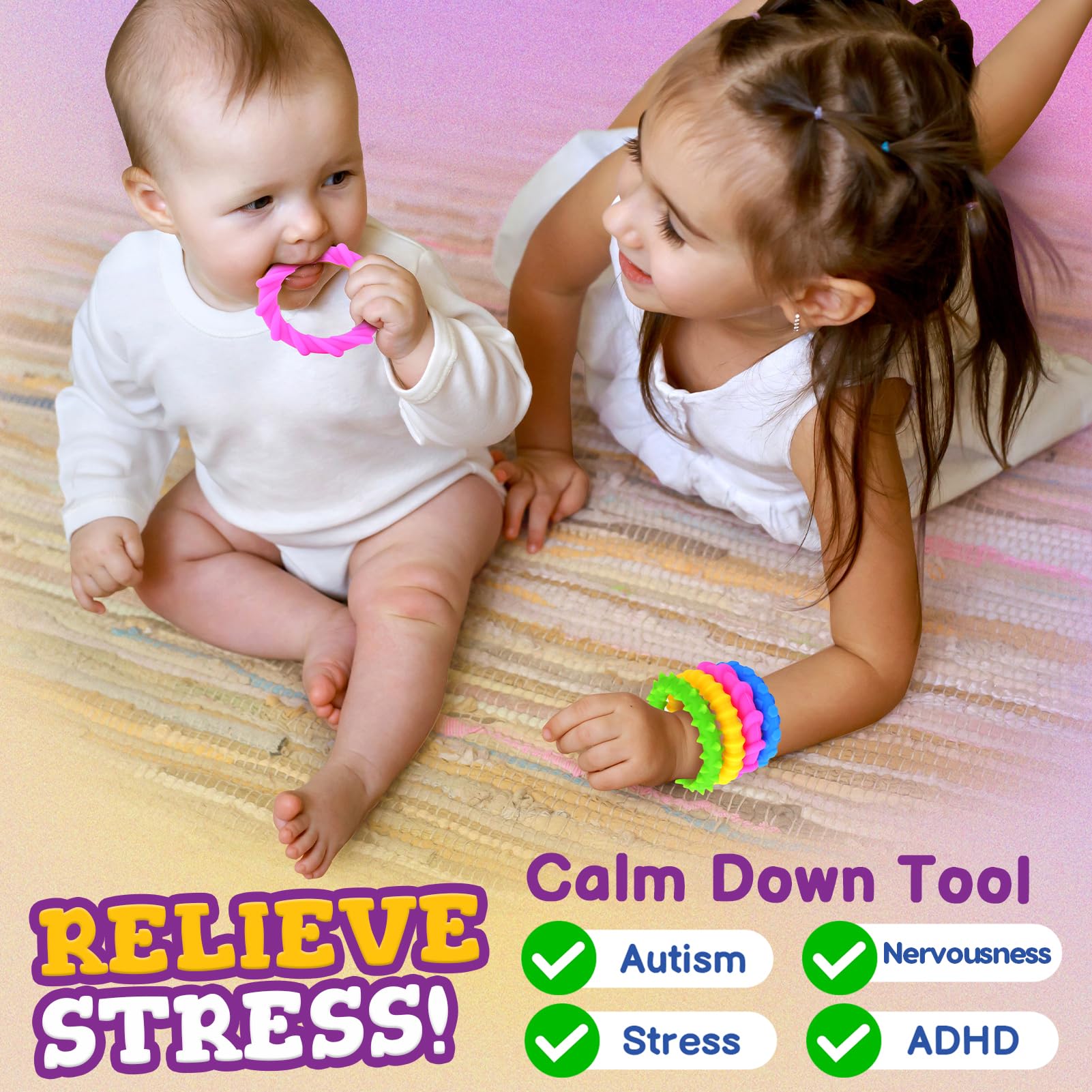 kids wearing sensory bracelet at school and travel