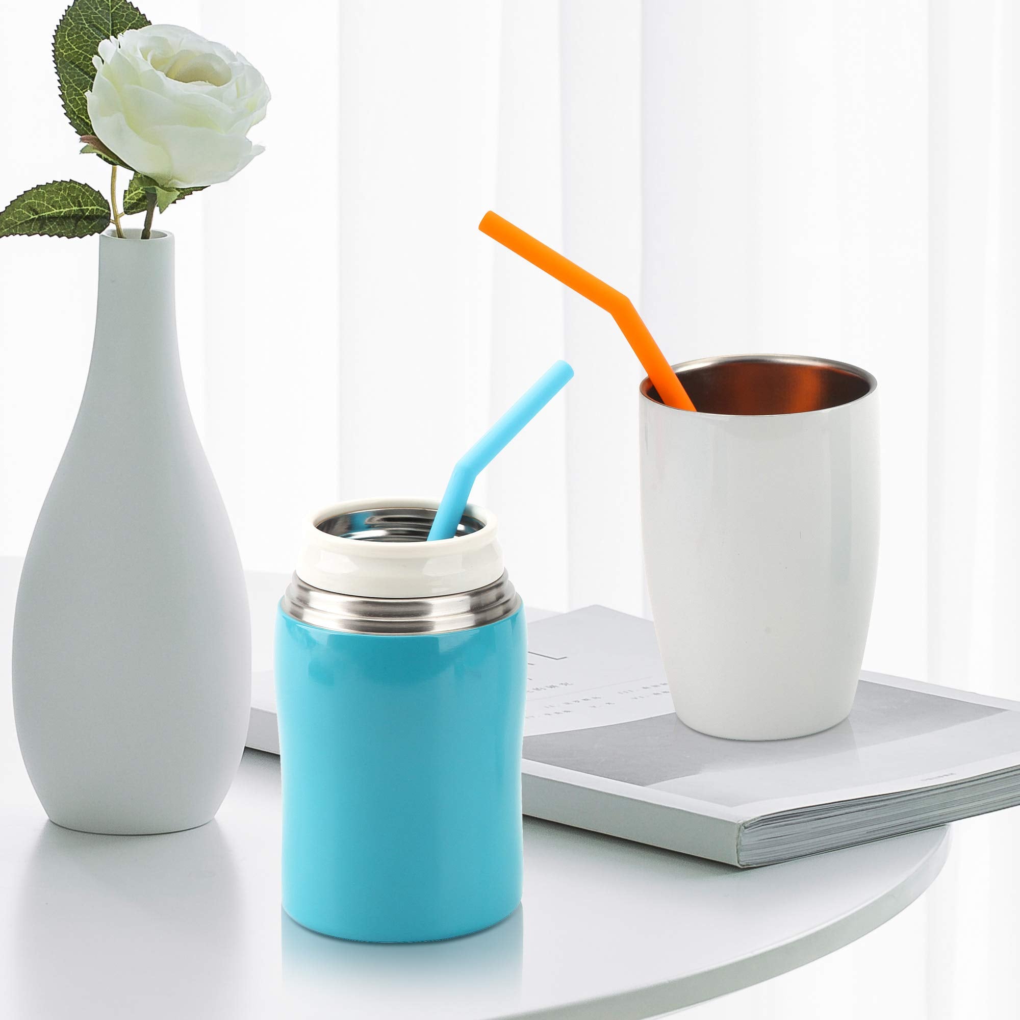 compact travel silicone straw set with brushes