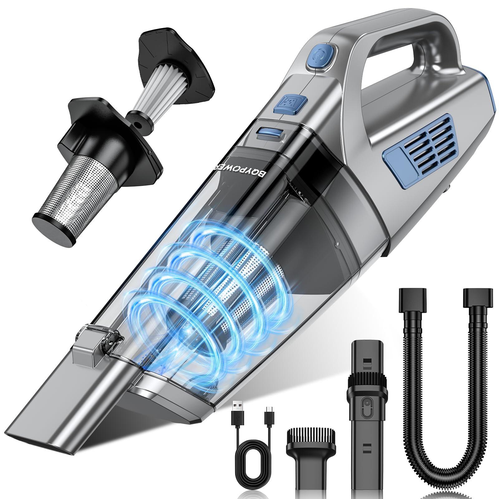 BQYPOWER Handheld Vacuum Cordless Rechargeable 16000PA suction