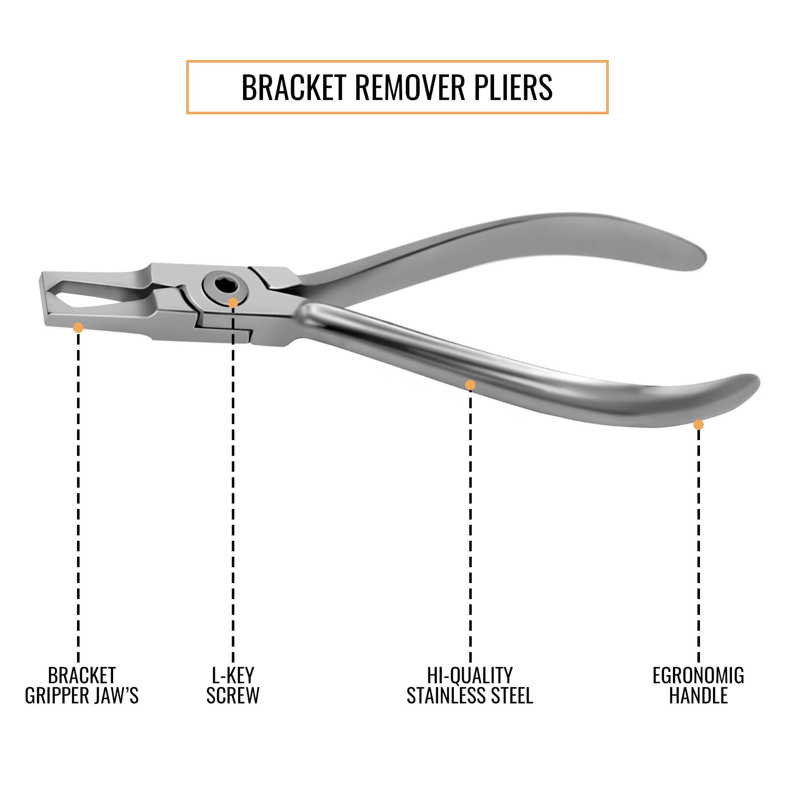 Bracket removing orthodontic pliers with comfortable grip