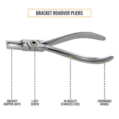 Bracket removing orthodontic pliers with comfortable grip