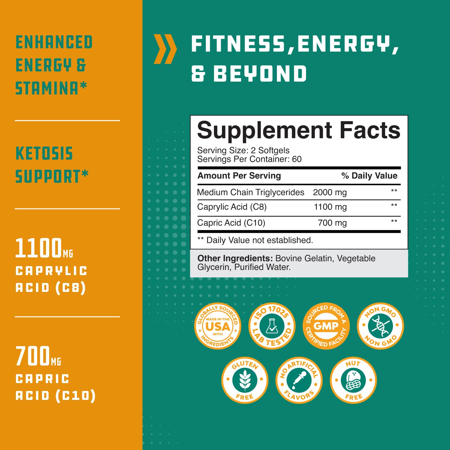 MCT softgels caprylic acid coconut oil