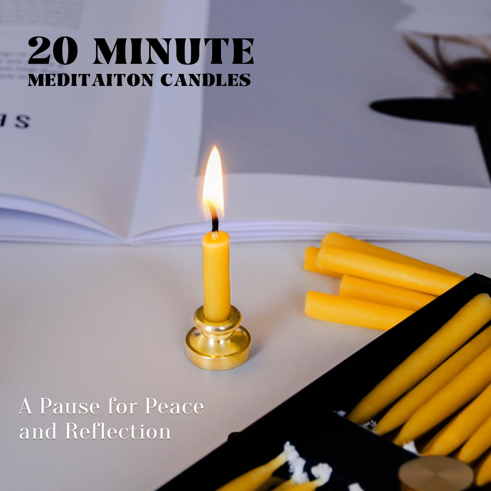 Brass candle holder included with candles