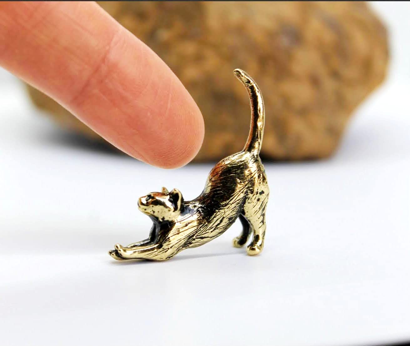 Brass cat kitten miniature suitable for desk decor