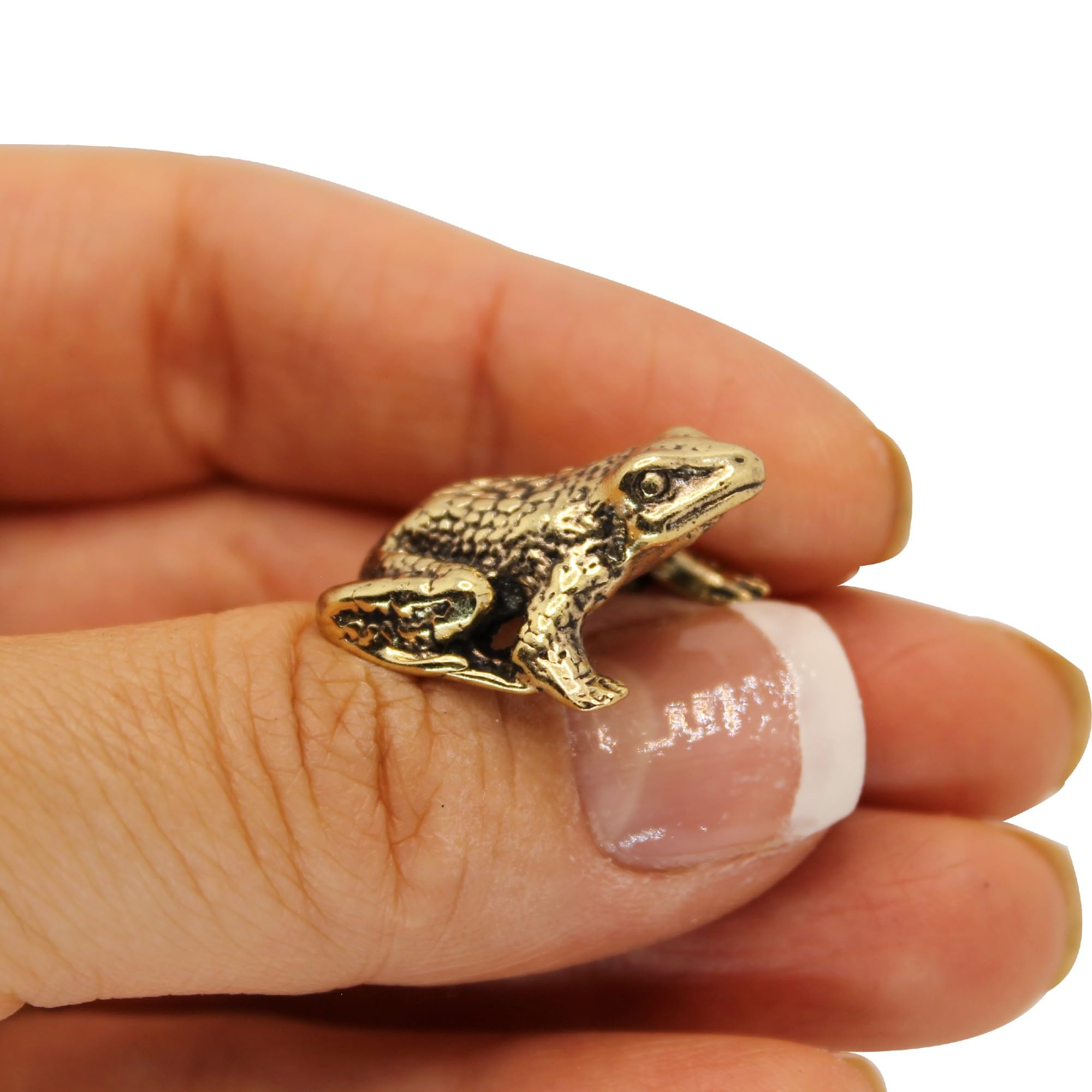 Decorative brass frog miniature ornament for shelf