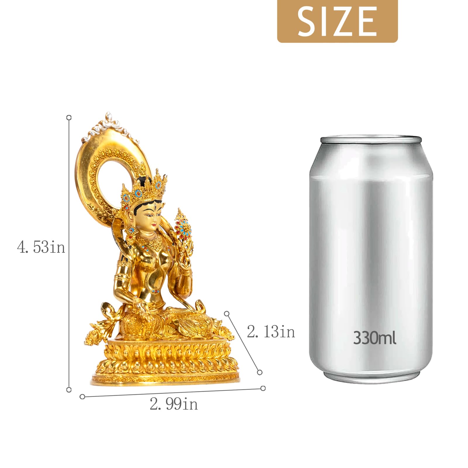 Brass gold plated Buddha statue suitable for car and desk