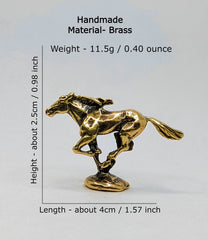 Dynamic running mustang sculpture in brass