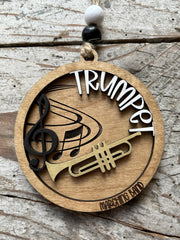 Brass music instrument ornament two-layer wood