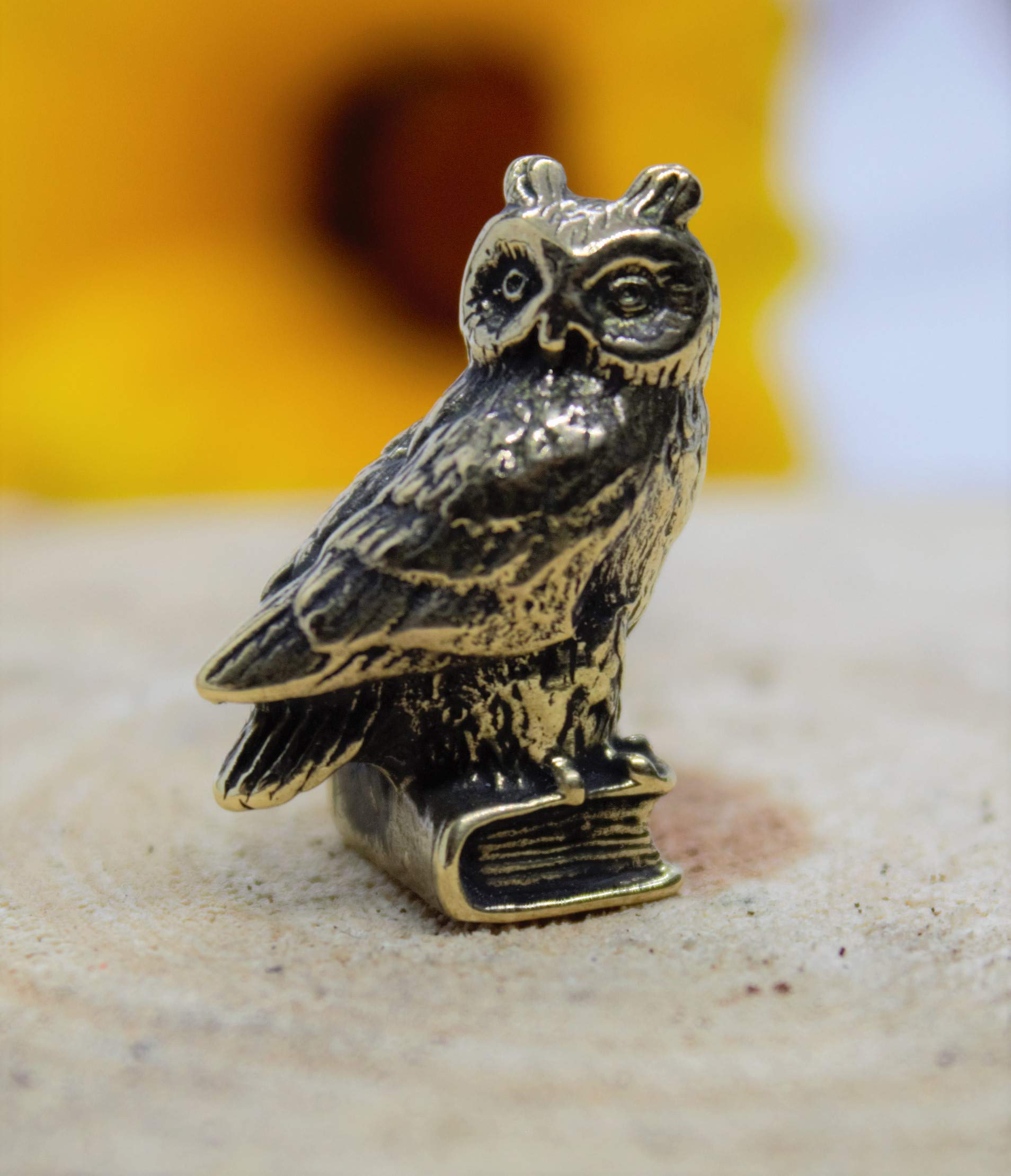 Brass owl collectible sculpture display