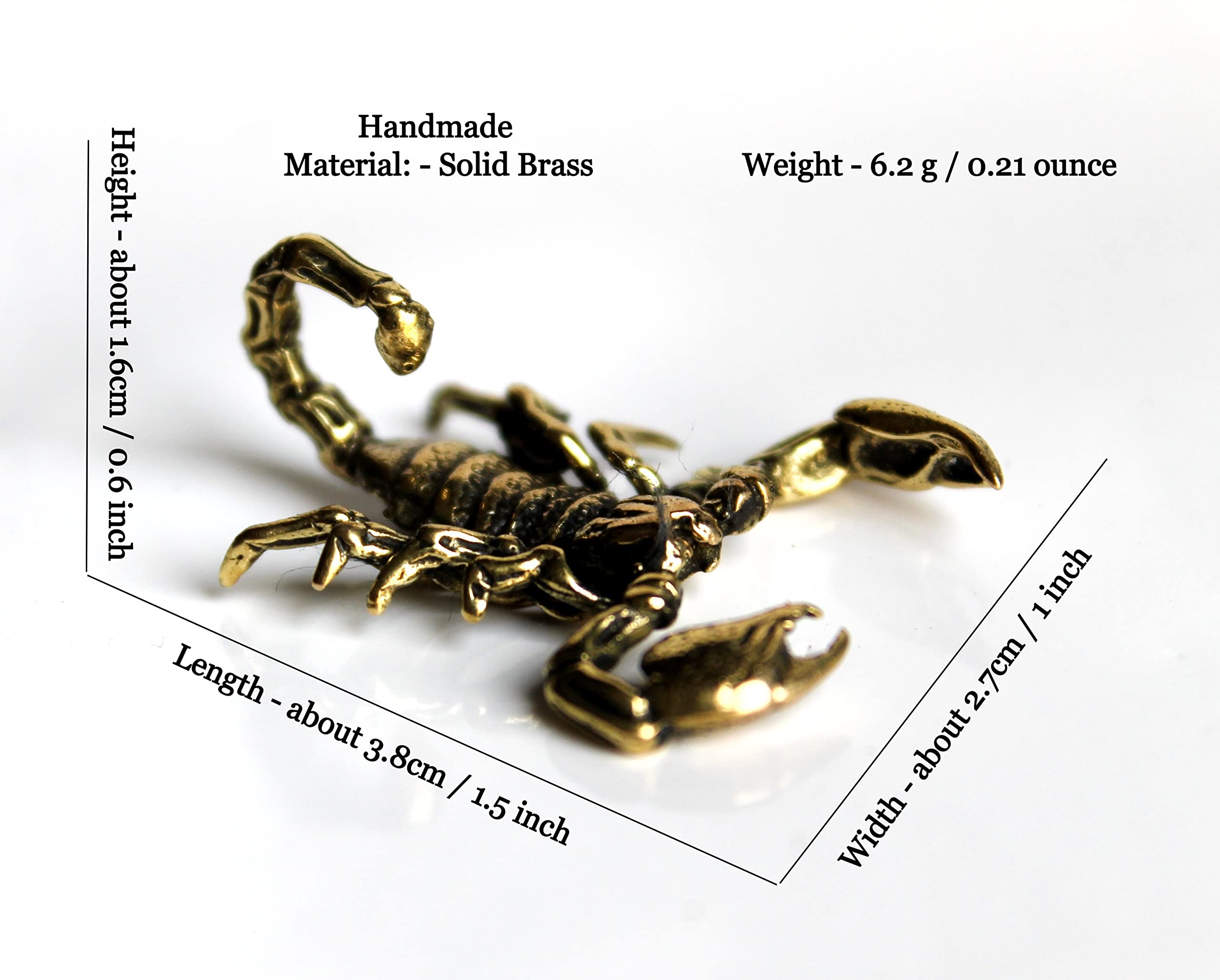 Forward curved tail brass scorpion sculpture