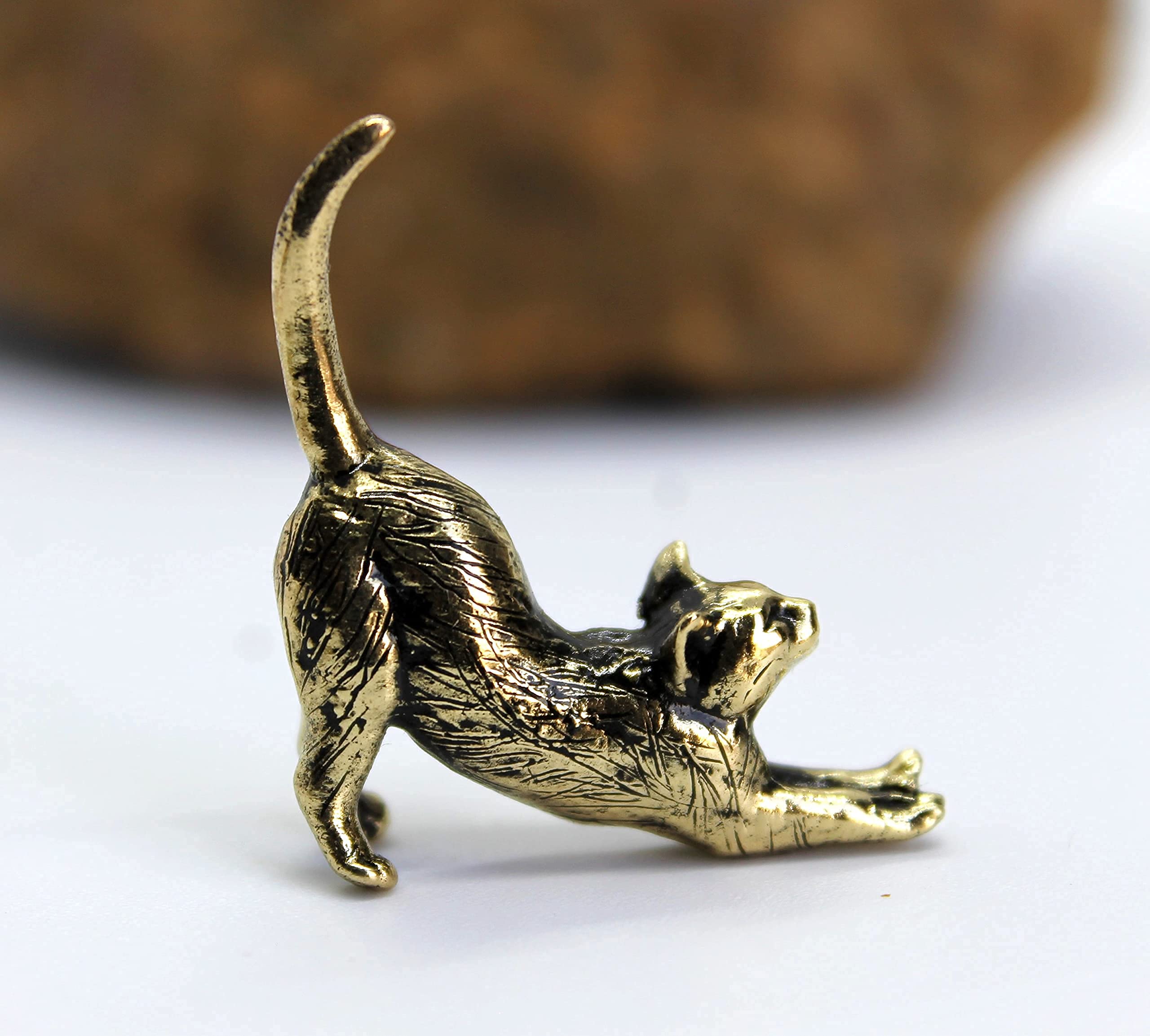 Stretching cat figurine accent for home decor