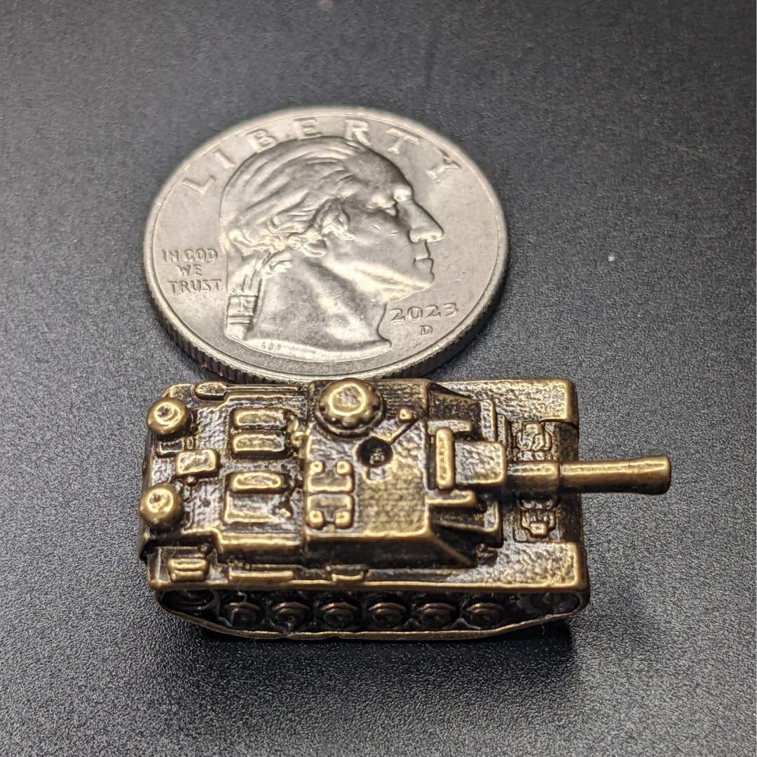 Detailed brass tank figurine suitable for collectible display