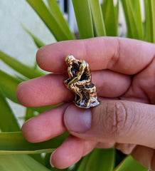 Brass thinker figurine for shelf or desk decor