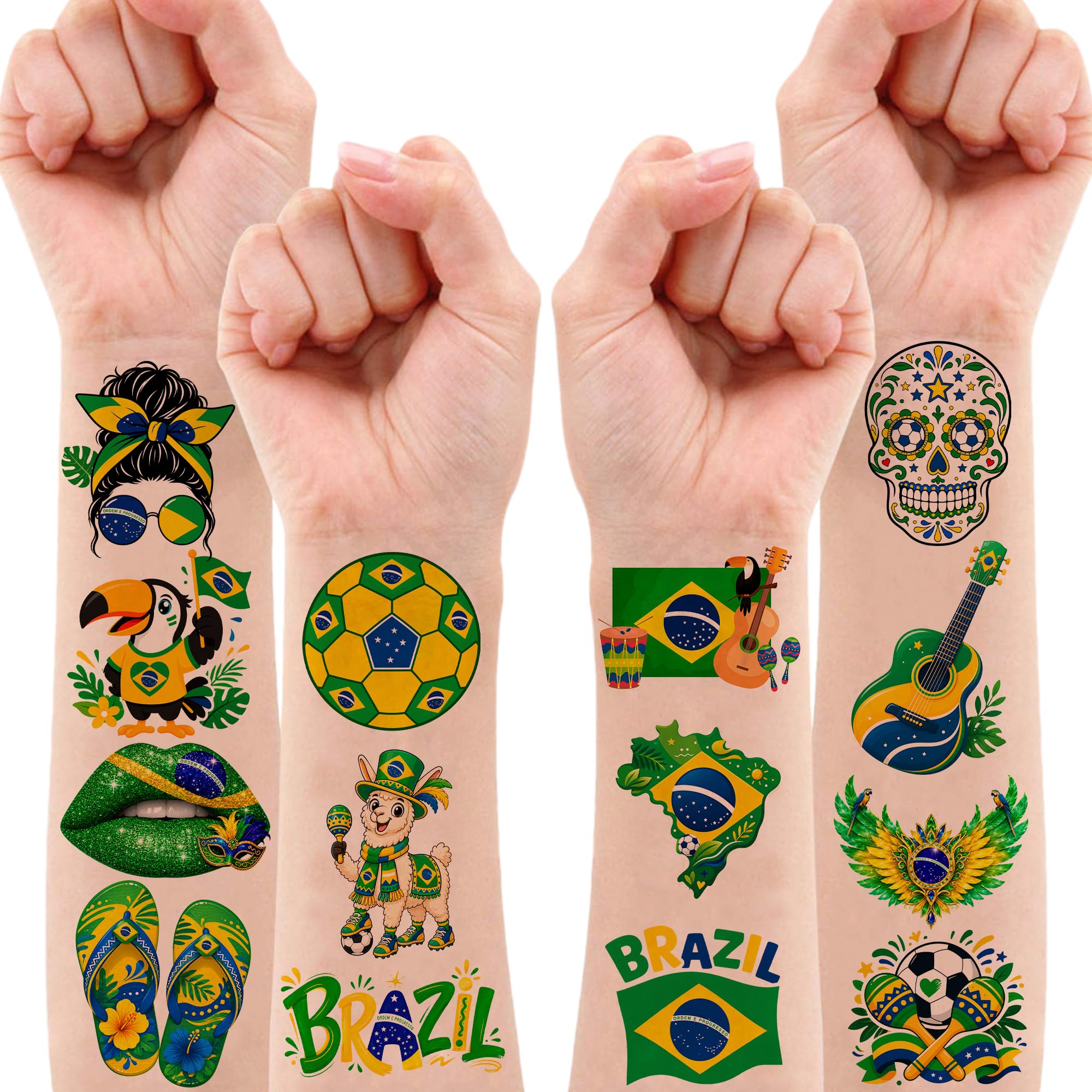 Carnival and soccer Brazil designs temporary tattoos