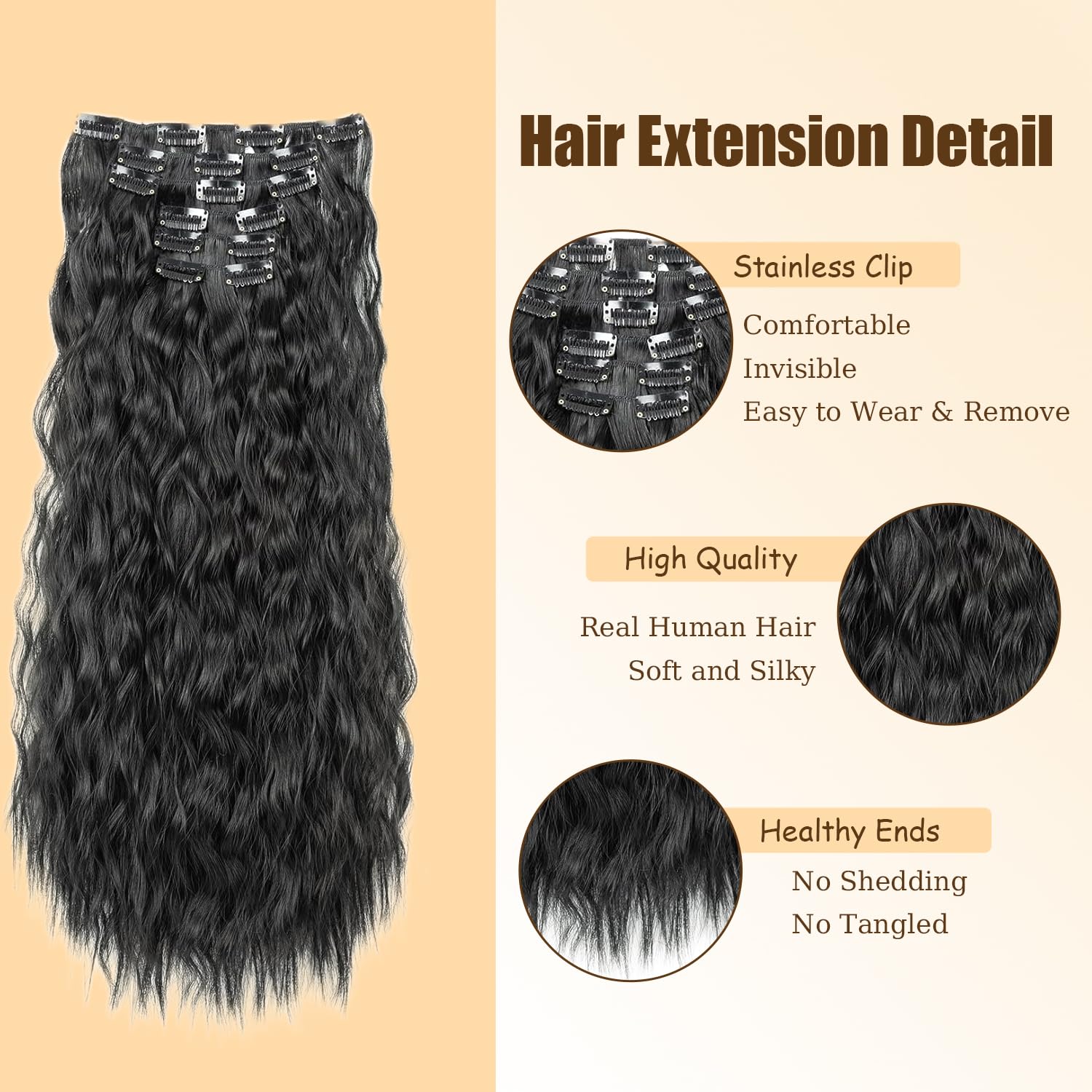 7-piece 120g clip in extensions lengths 12-32 inches