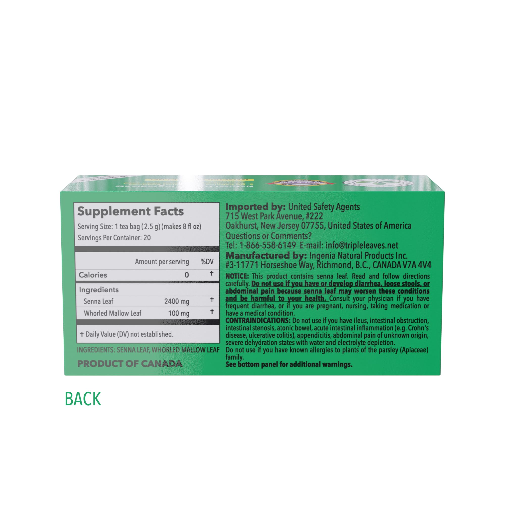 BC facility and BRCGS certification text on packaging