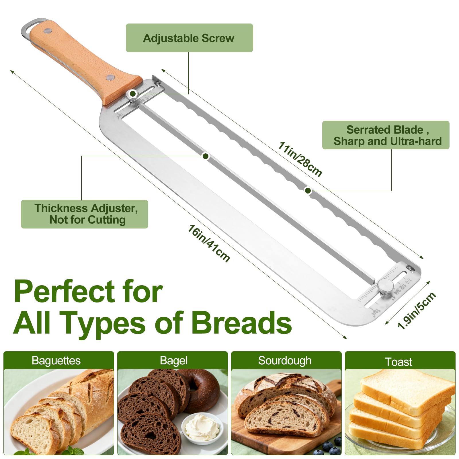 Ergonomic handle on bread slicer for comfortable grip