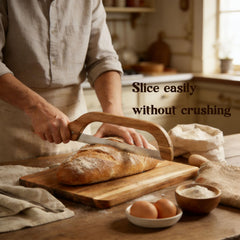 Bread knife and cutting board set for homemade bread on counter