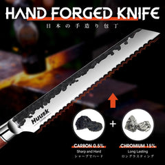 Black coated blade with hammer scallops for non sticking cuts