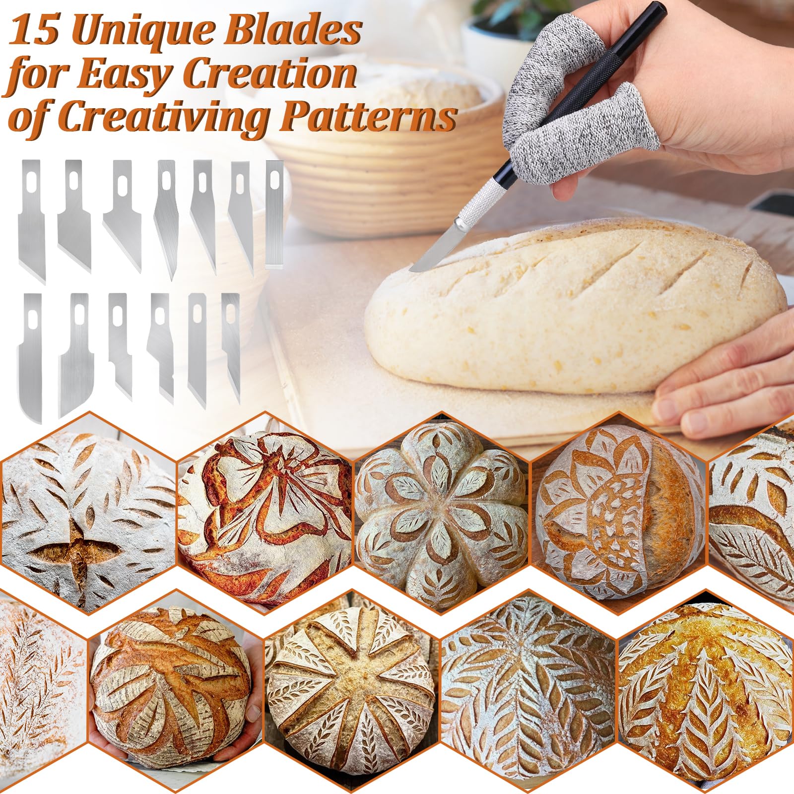 Pattern marking string with bread scoring blades