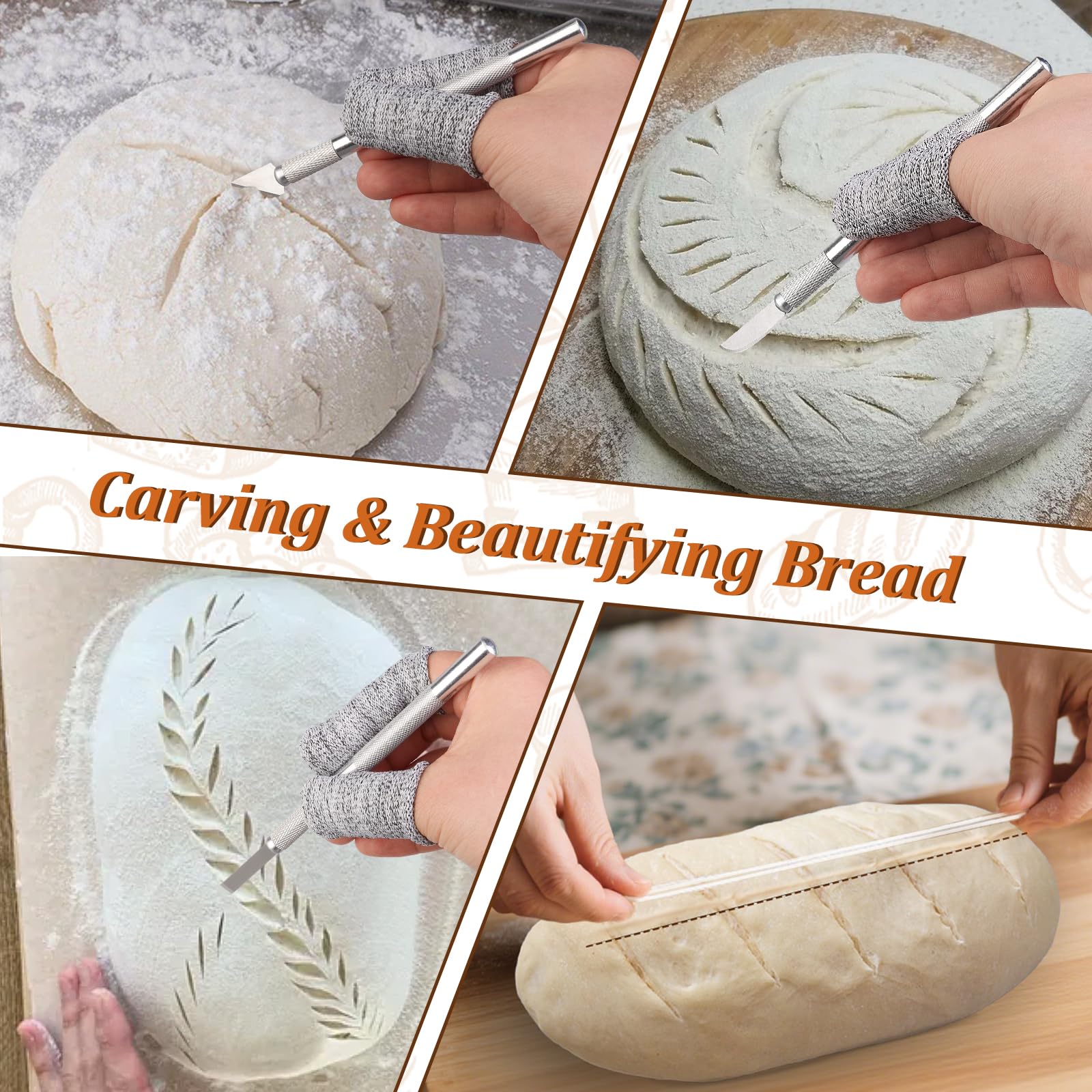 Two handles and interchangeable blades laid out for bread scoring
