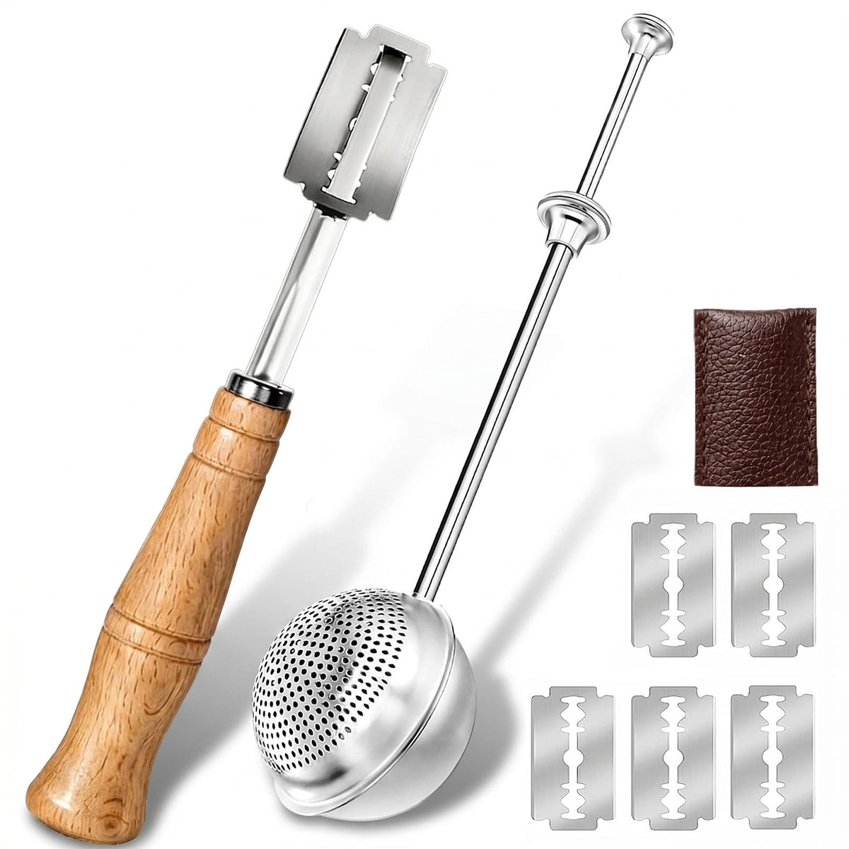 Bread Lame and Flour Duster Sets with wooden handle and blades