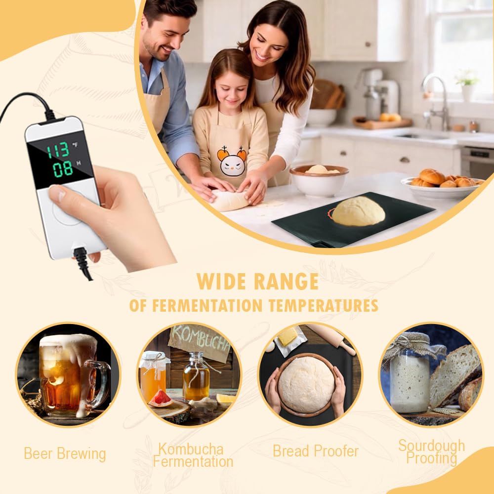 Bread proofer heating pad with temperature and timer control