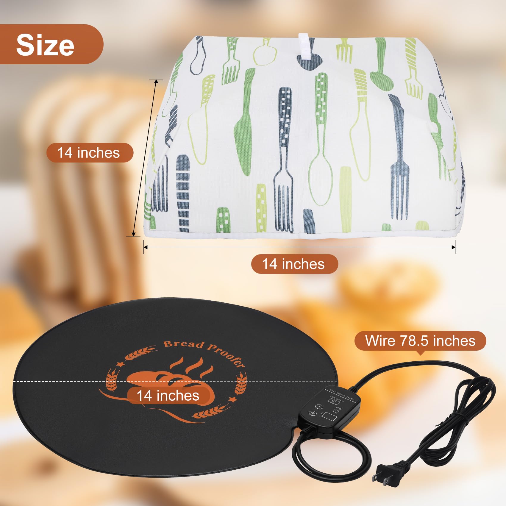 Thermostat controlled dough warming mat in use