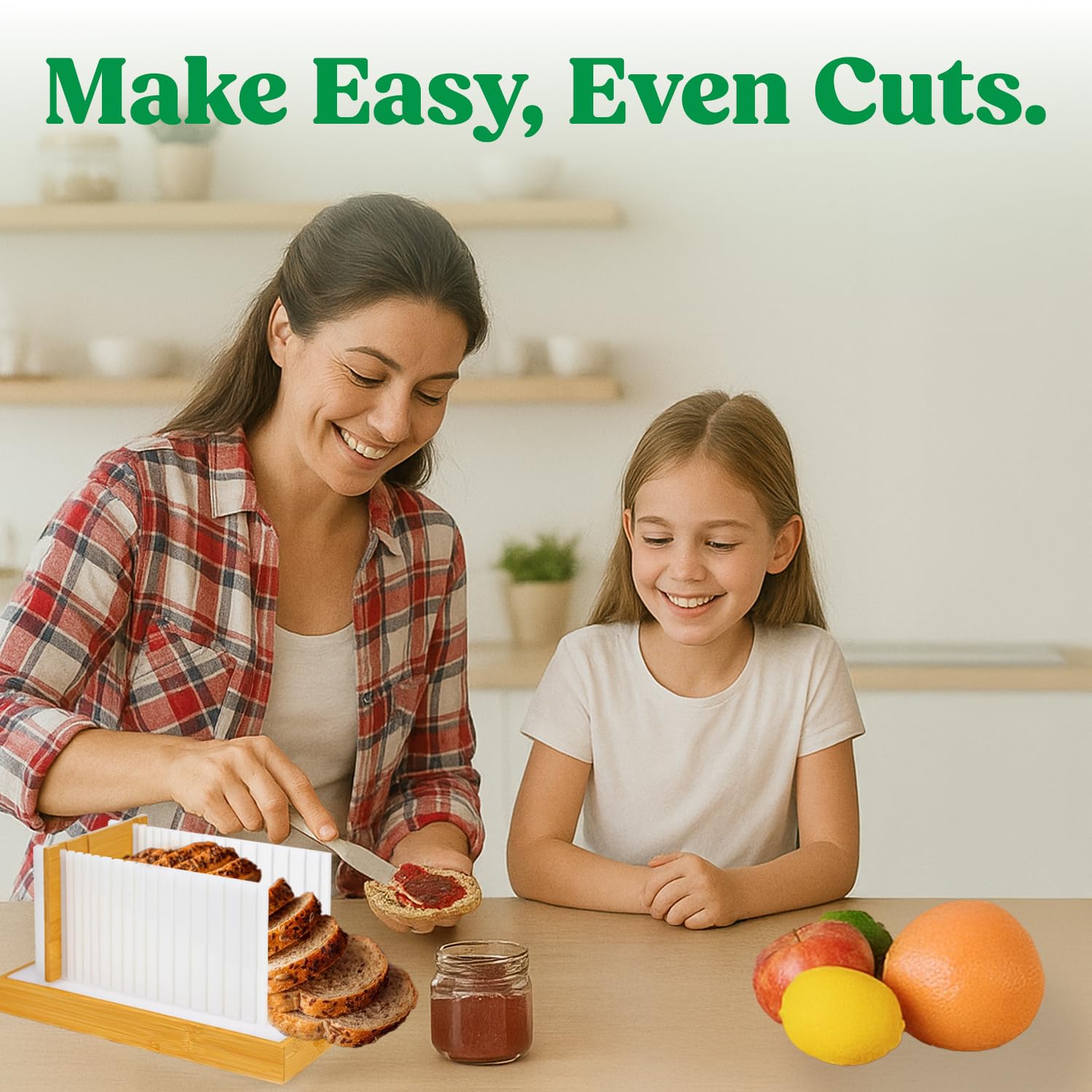 Compact foldable bread slicer with crumb tray