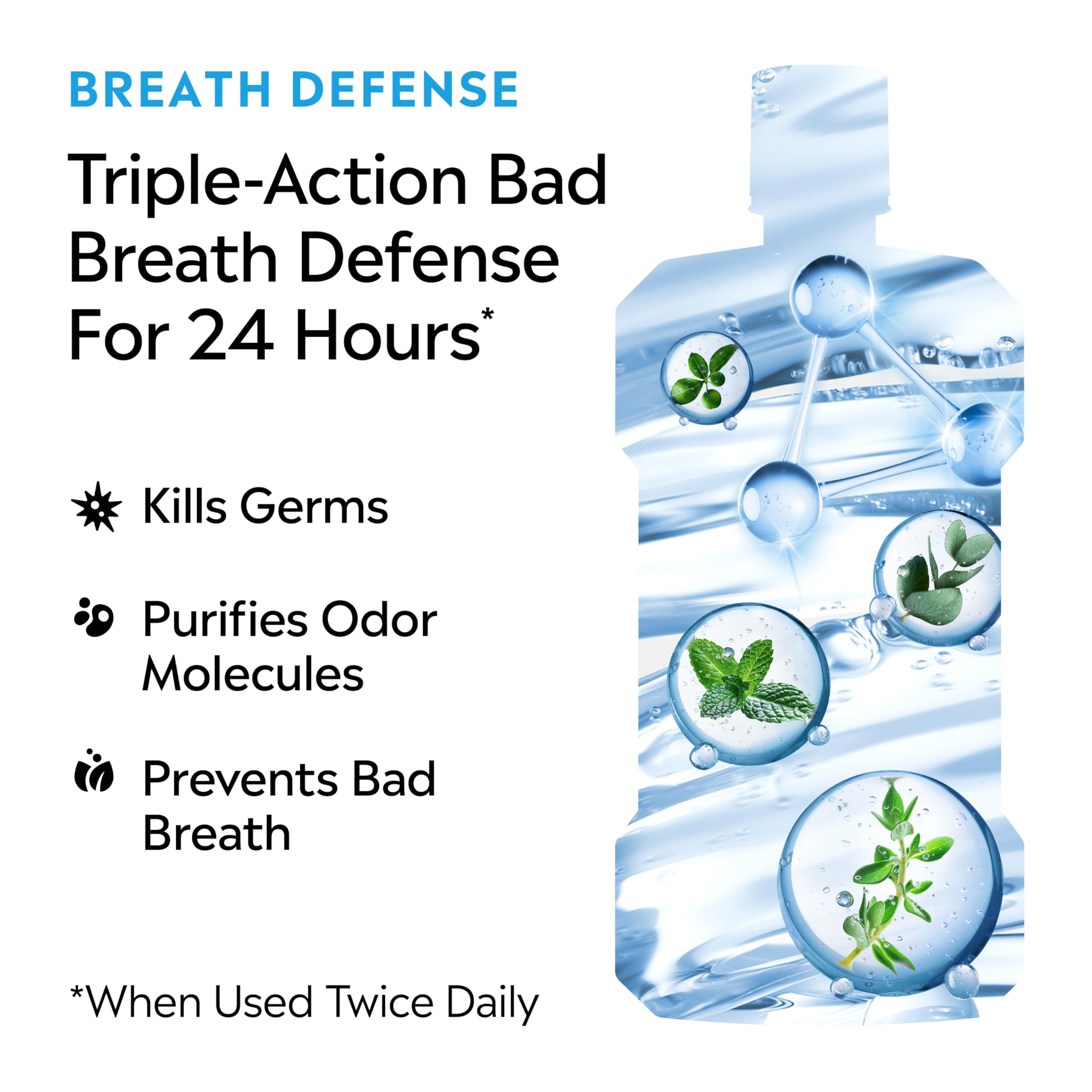 Smooth Mint flavor Listerine Breath Defense mouthwash