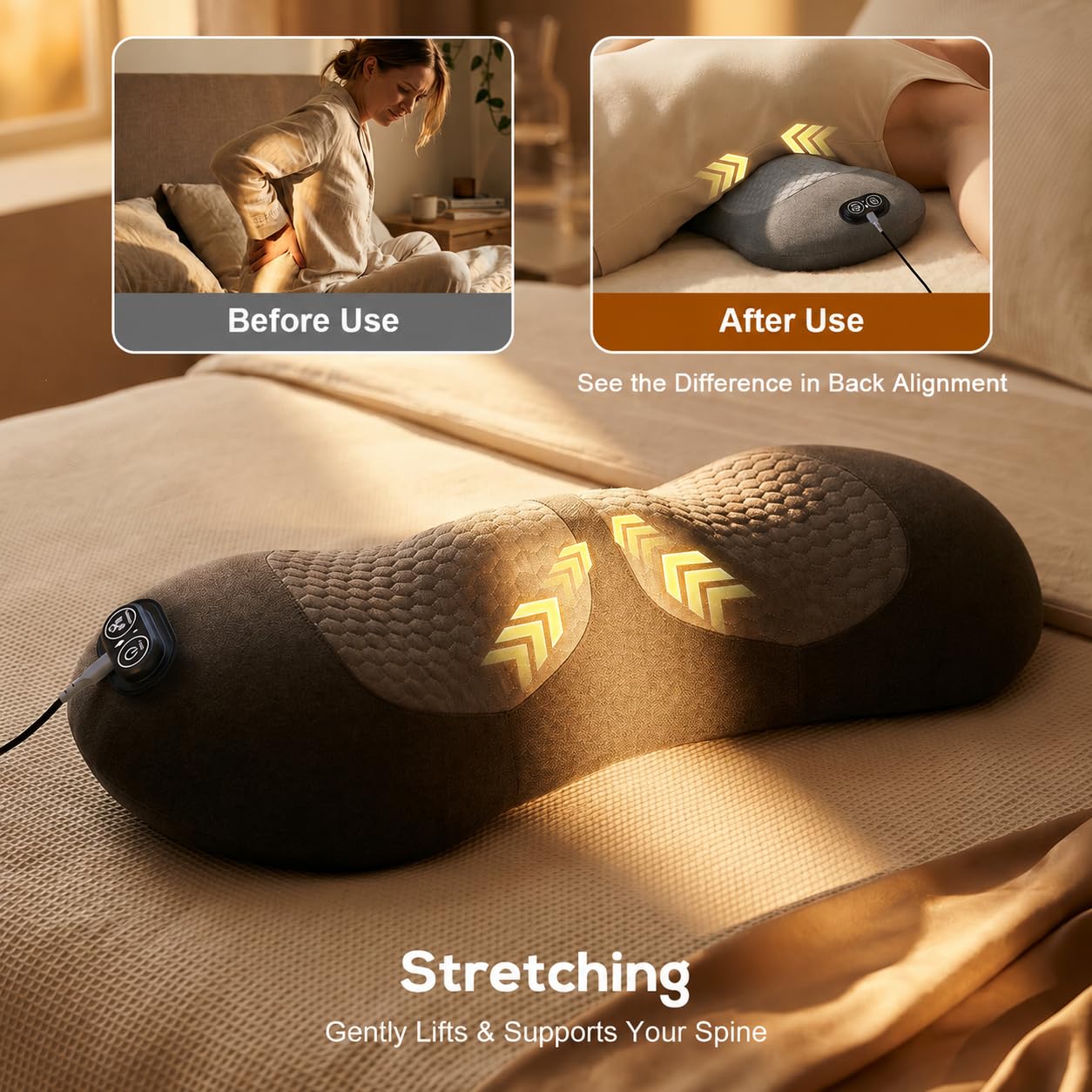 Breathable moisture-wicking fabric on lumbar cushion