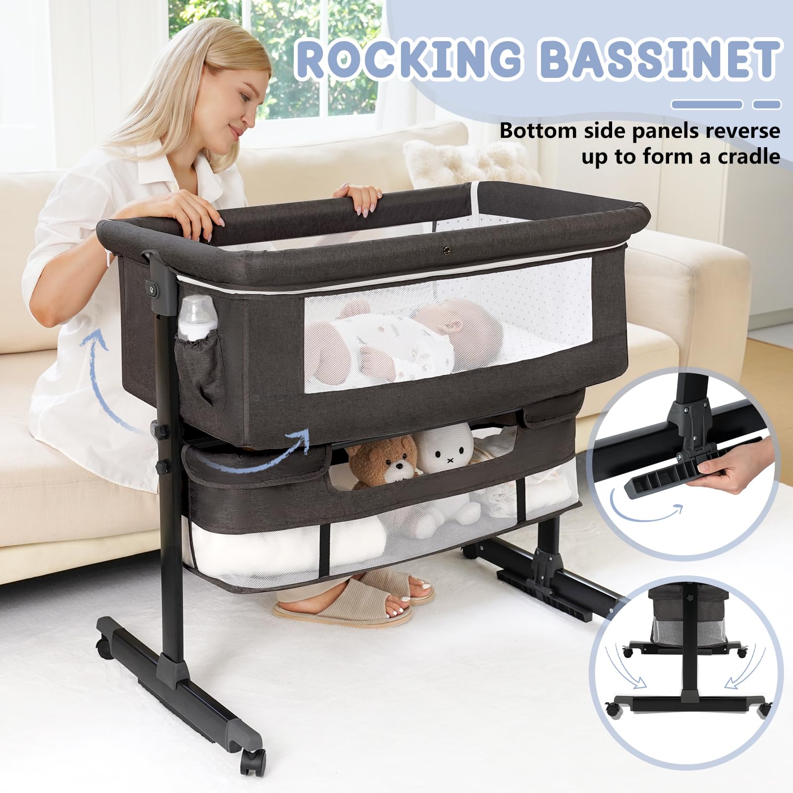 Adjustable height feature on Baby Bassinet