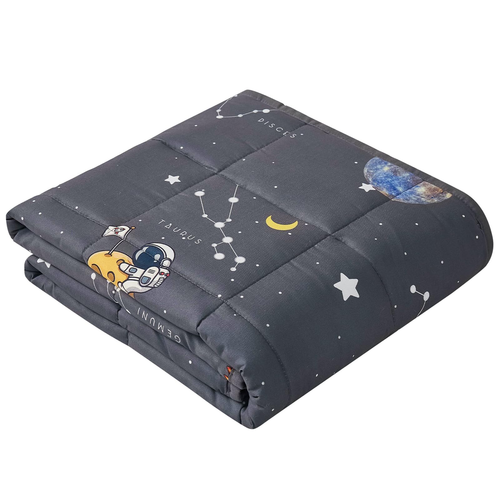 Star pattern weighted blanket offers calming bedtime routine