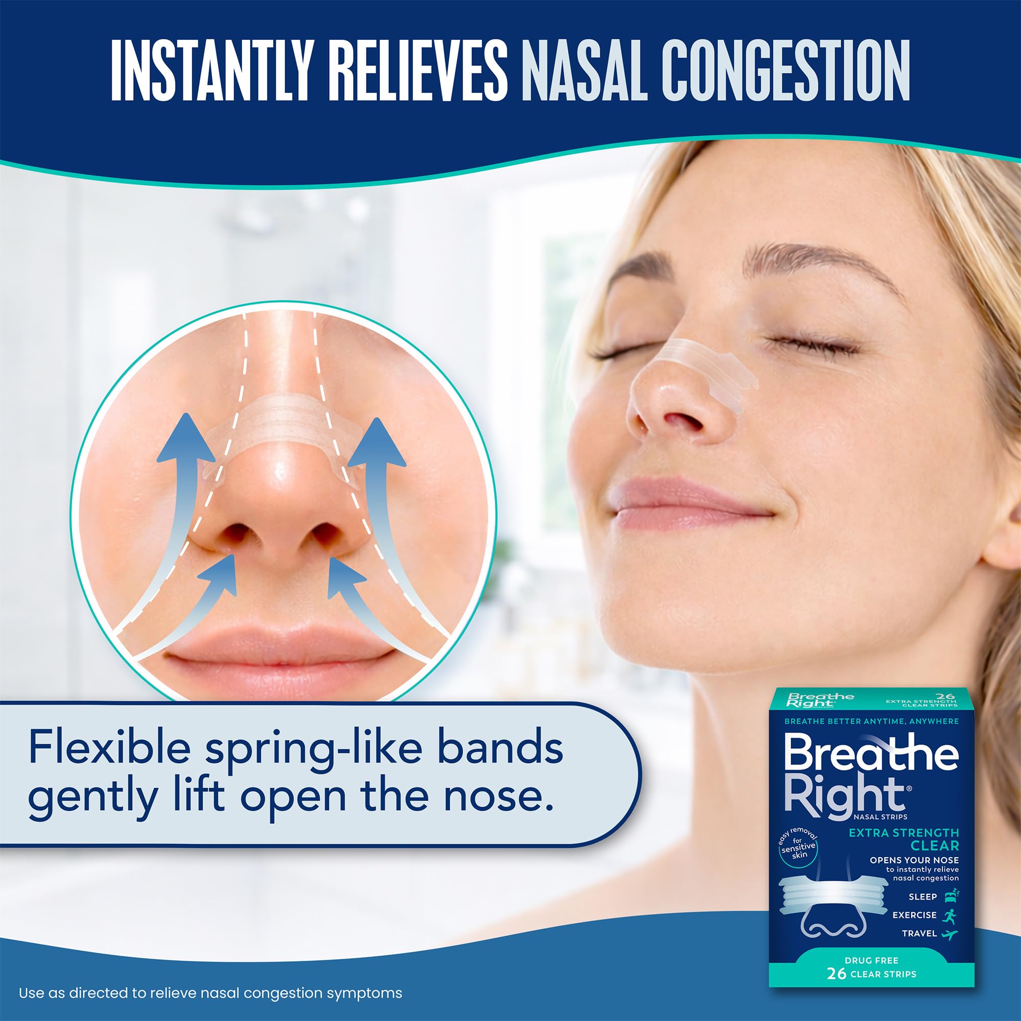 Individual wrapper for Breathe Right Nasal Strips Extra Strength Tan