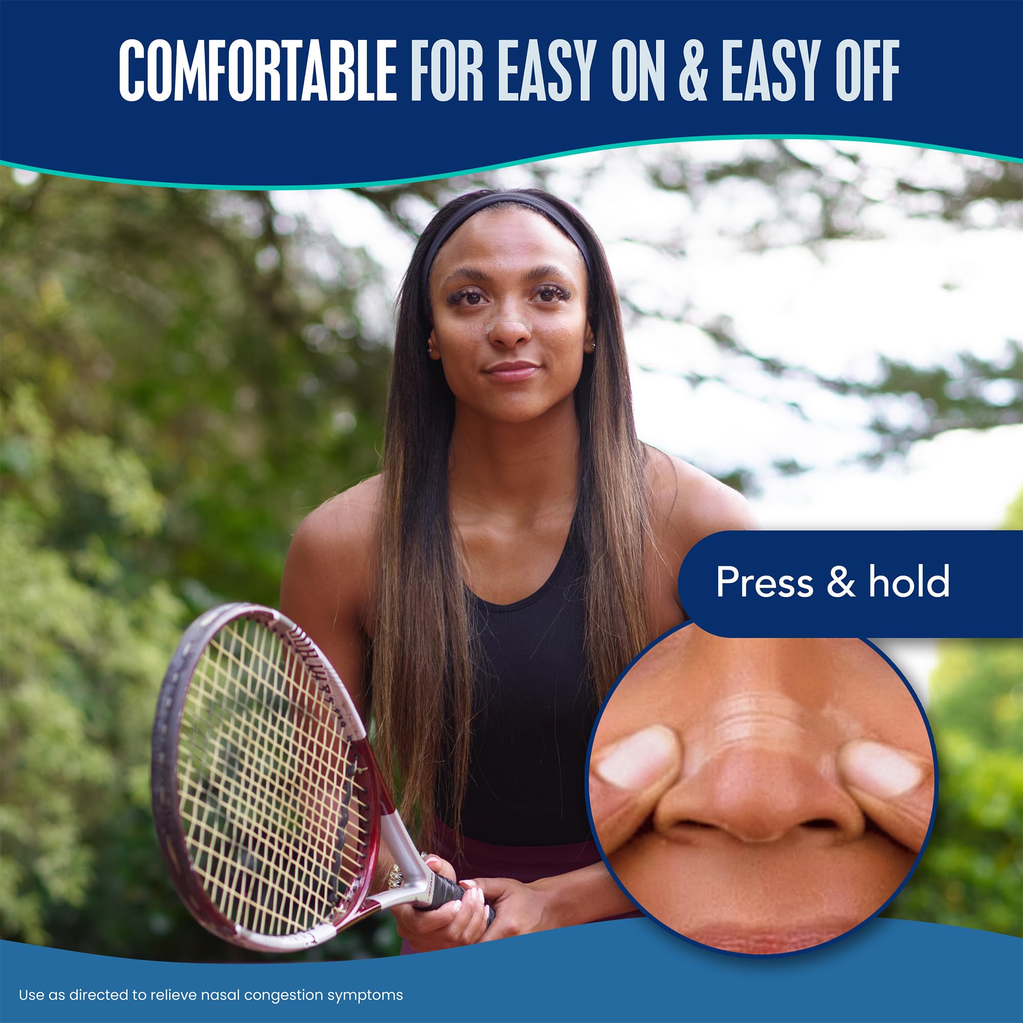 Drug-free Breathe Right Nasal Strips for easier breathing