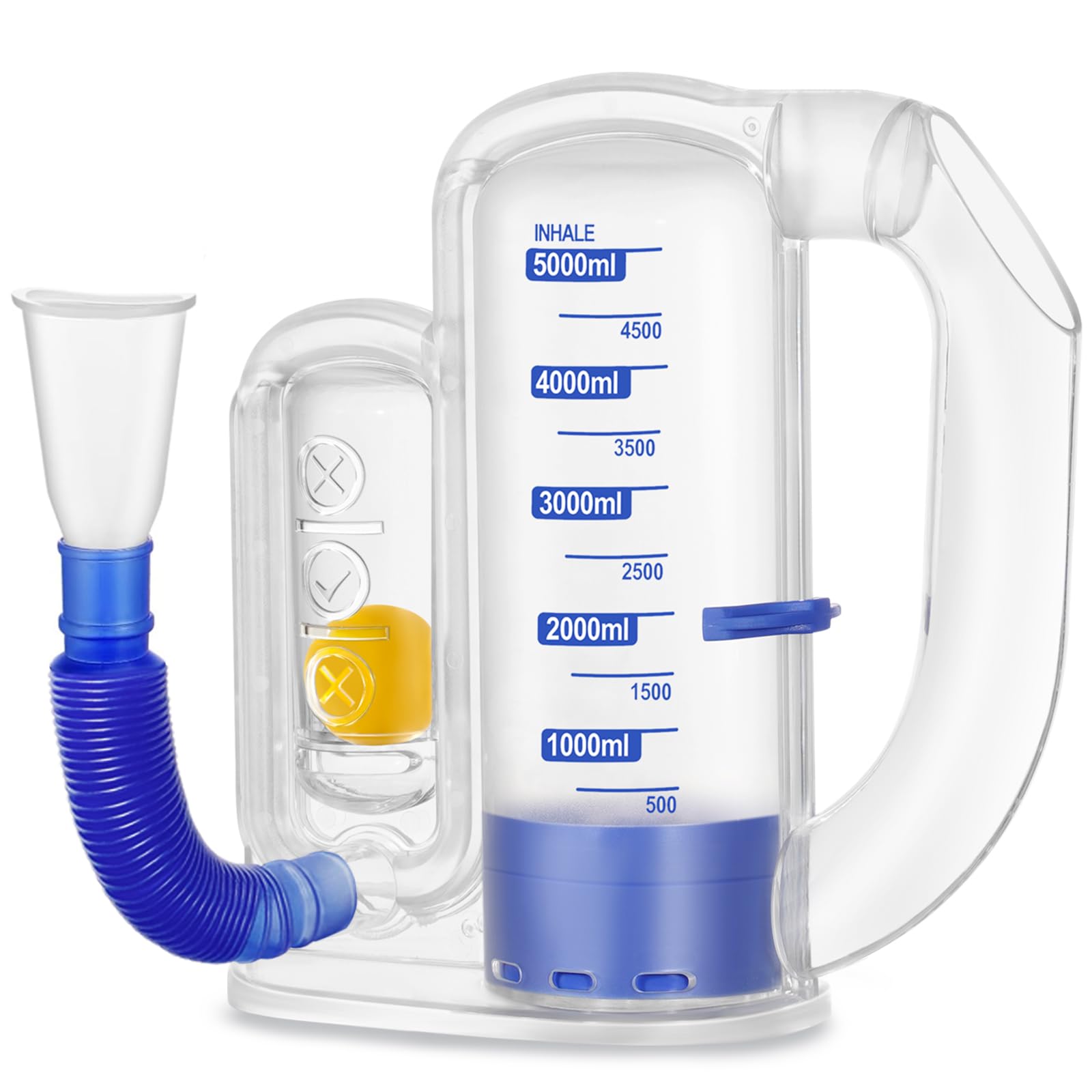 Breathing exercise device for lungs with 5000ml capacity and mouthpiece