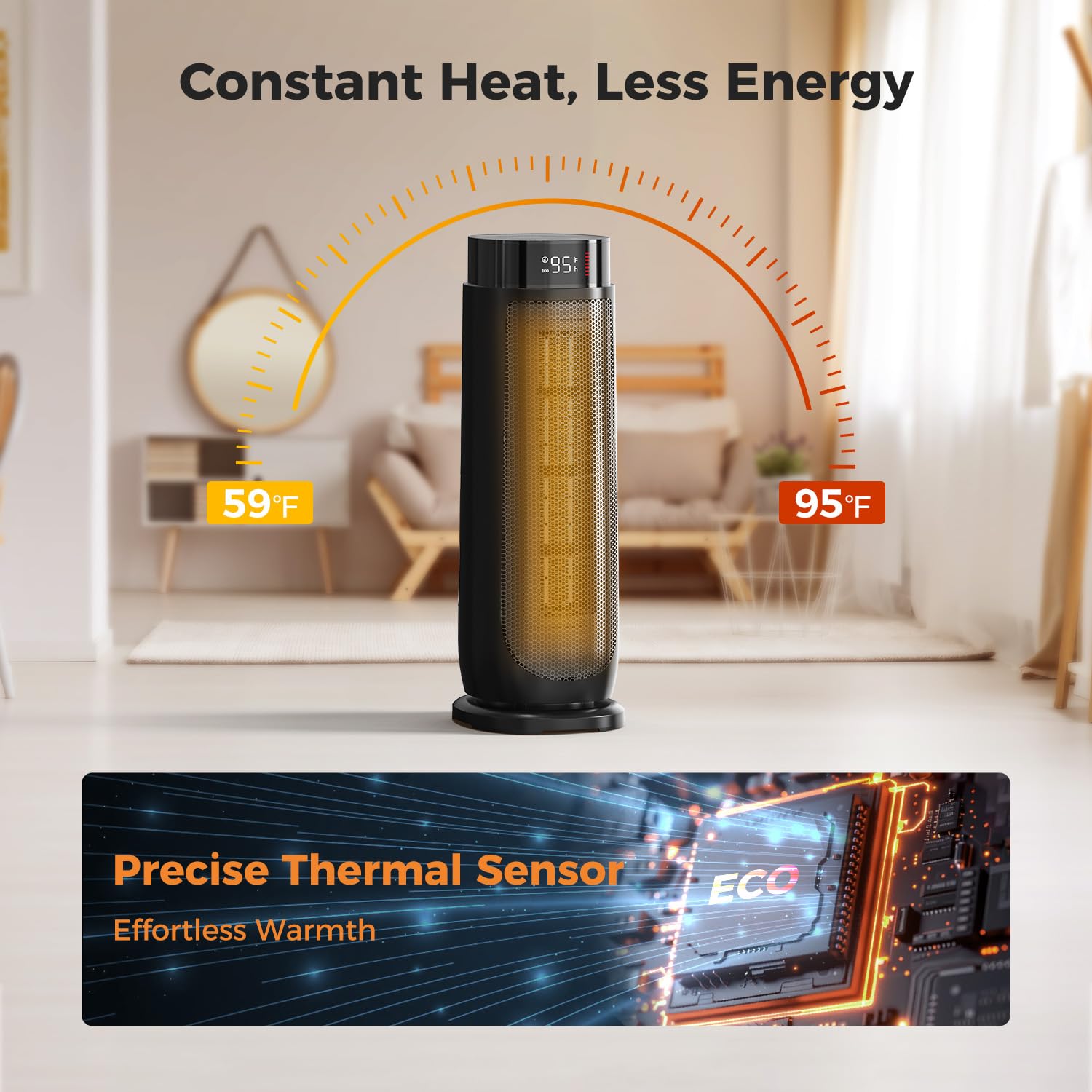 Quiet Breezome space heater operating at low noise level