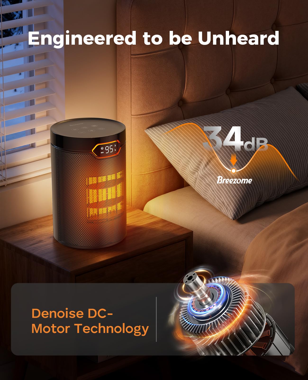 BREEZOME Space Heater safety features tip-over overheat ETL