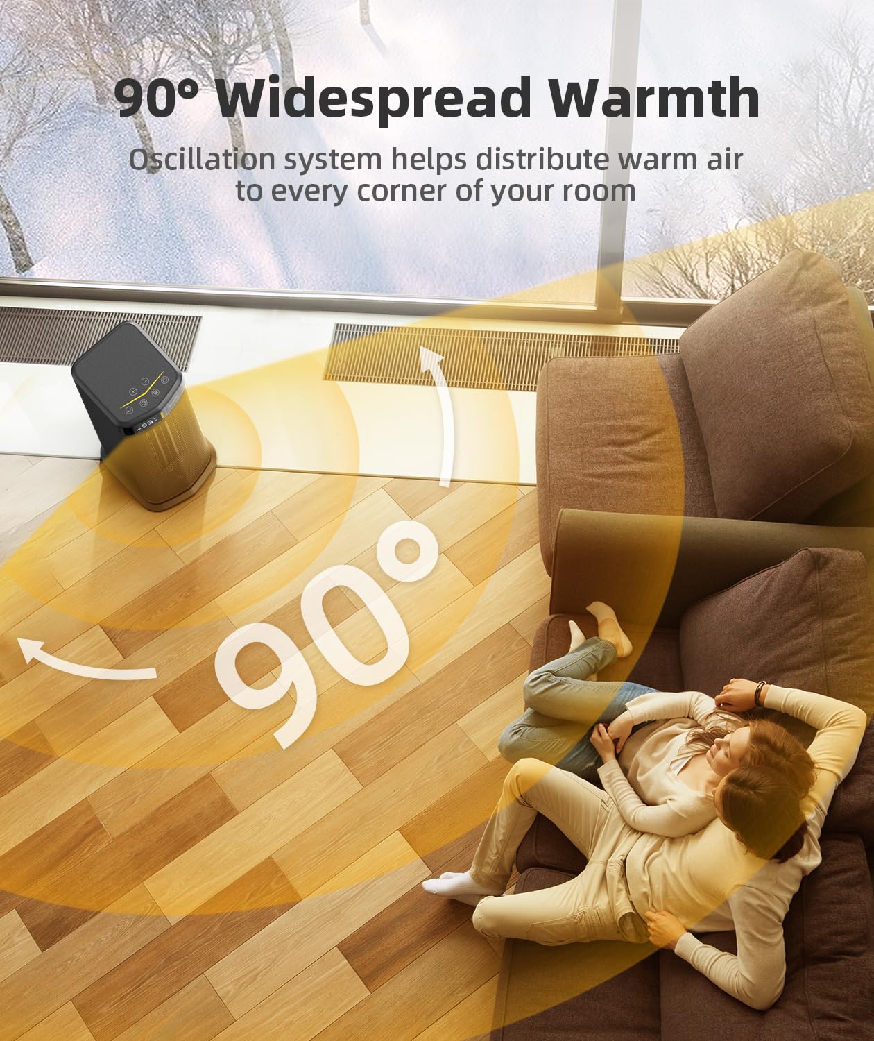 Portable handle allows moving BREEZOME space heater between rooms